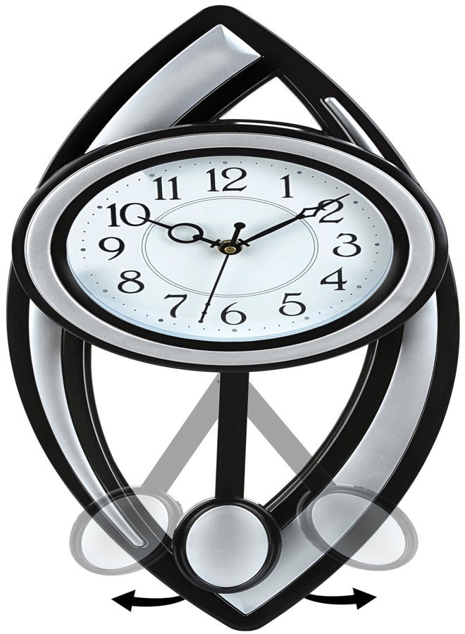 Harbour Analog Latest Stylish New Models Wall Clock with Pendulum for Home Living Room Hall Bedroom (Size Height 52 CM X Width 21 CM)- Home Decor Big Size Wall Clock kibn (Silver) - Image 3