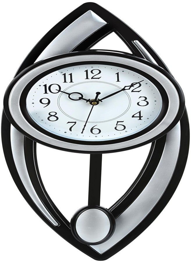 Harbour Analog Latest Stylish New Models Wall Clock with Pendulum for Home Living Room Hall Bedroom (Size Height 52 CM X Width 21 CM)- Home Decor Big Size Wall Clock kibn (Silver) - Image 4