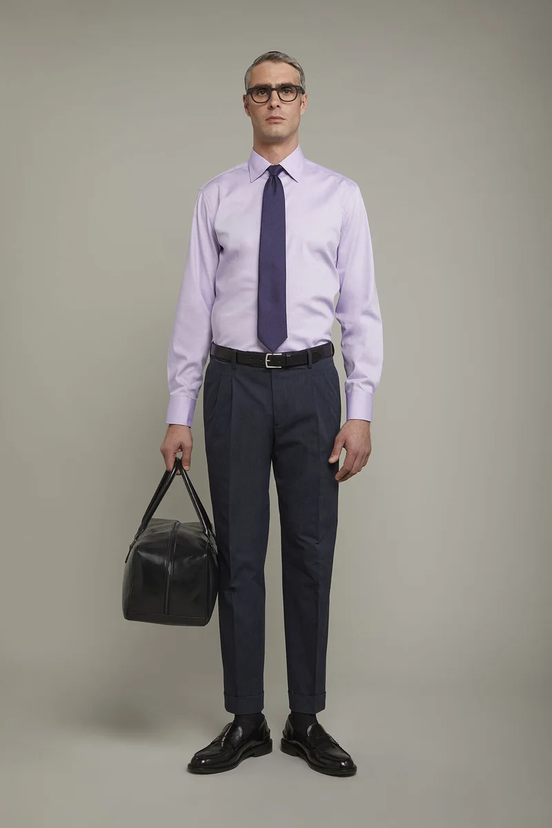 Men's shirt with classic collar 100% cotton oxford fabric regular fit - Lilac