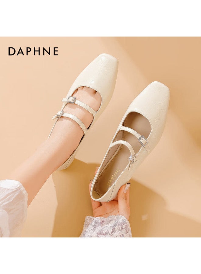 Daphne Silver Women's Flats  Spring Versatile Mary Jane Comfortable French Retro Ballet Shoes Off-white Size 35 - Image 3