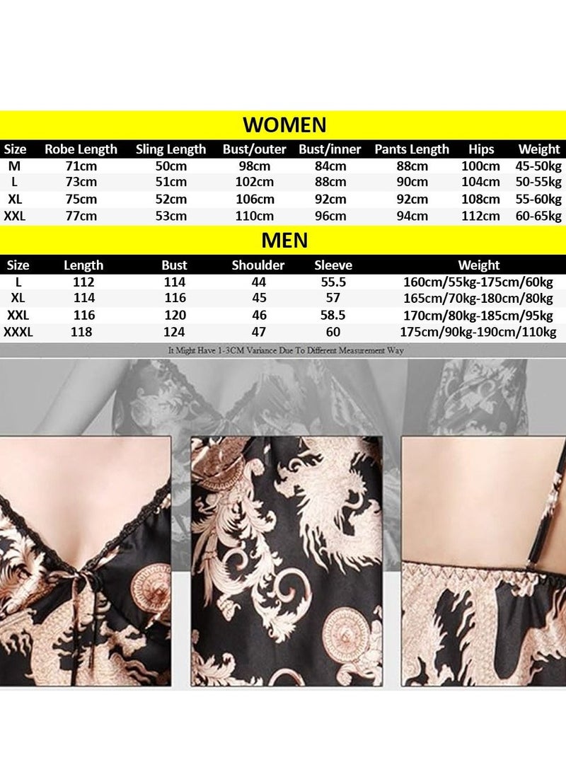 MARGOUN Bathrobe Men's XXL Bath Robe Dressing Gown Comfortable Sleepwear Silk Lovers Long Special Style Sleeves Nightgown Dressing Gown Dragon Pattern Beige - Image 5