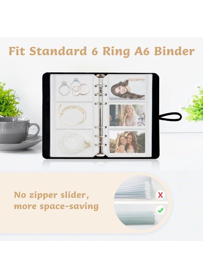 Dajino 10 Pack Multi-Compartment Zippered Binder Pocket Sleeves for 6 Ring A6 Binder - Frosted Divided Zipper Pouch Money Cash Saving Budget Binder Insert Refill Card Page Protector Loose Leaf Bag (3-Pocket) - Image 3