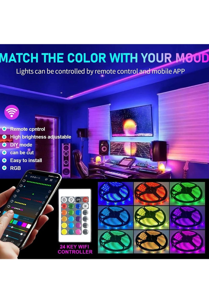 مخطوطات شرائط أضواء LED مع جهاز تحكم عن بعد، مزامنة شريط أضواء LED للموسيقى، مجموعة مصابيح LED مرنة متغيرة الألوان لغرفة النوم، شريط LED خيارات الألوان DIY لتزيين المنزل، البار، المطبخ، الحفلات (10 أمتار)  - Image 5