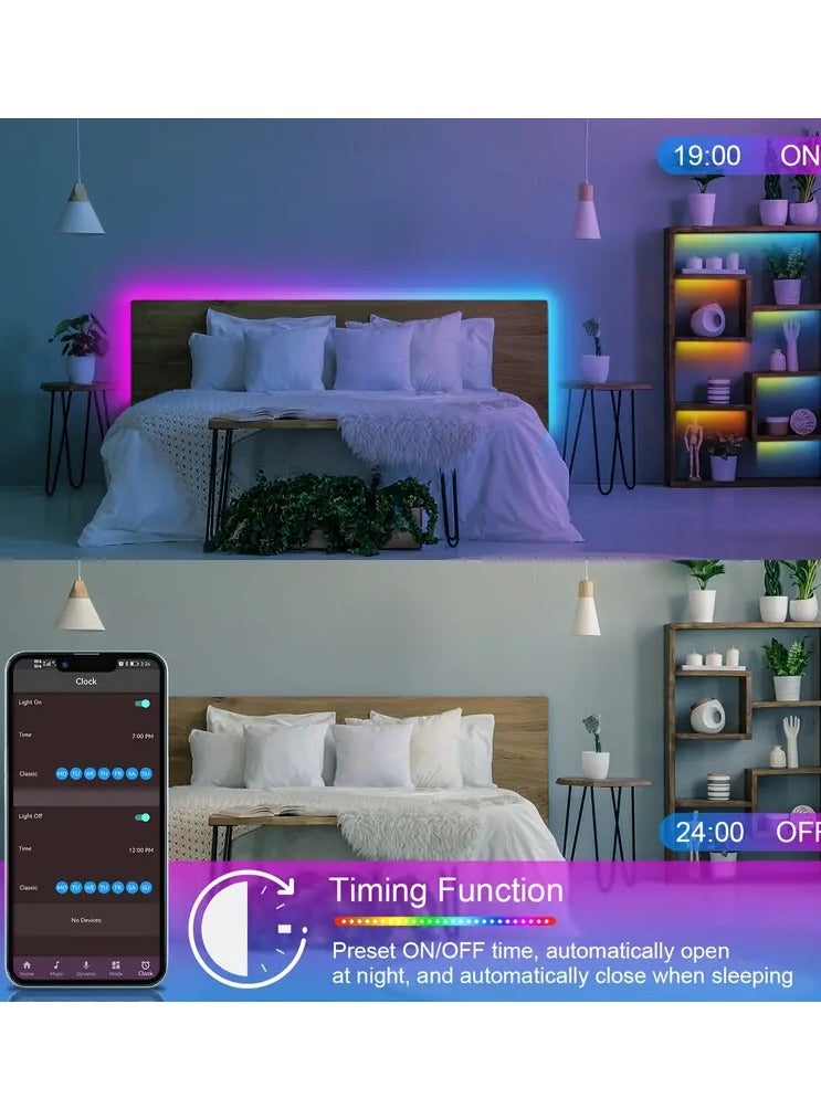مخطوطات شرائط أضواء LED مع جهاز تحكم عن بعد، مزامنة شريط أضواء LED للموسيقى، مجموعة مصابيح LED مرنة متغيرة الألوان لغرفة النوم، شريط LED خيارات الألوان DIY لتزيين المنزل، البار، المطبخ، الحفلات (10 أمتار)  - Image 3