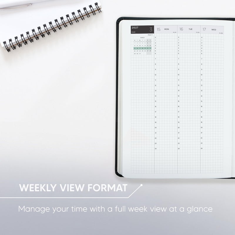 Inamio Hourly Academic Planner 2026-2027 â€“ 24-Hour Planner with Weekly & Monthly Time Slots, Hardcover Appointment Book for Students & Professionals, Minimalist Japanese Design, June 2026 - July 2027 (6x8.5) - Image 4