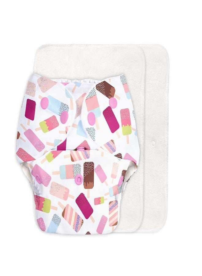 سوبربوتمز حفاضات قماشية أساسية للأطفال من سوبر بوتومز | حفاضات قماشية قطنية قابلة للغسل وإعادة الاستخدام | من 0 إلى 3 سنوات | مقاس واحد يناسب الجميع | قابلة للتعديل | تقلل من الطفح الجلدي | مزودة بحشوتين/قطعتين سريعتي الجفاف | لون آيس كريم | - Image 1