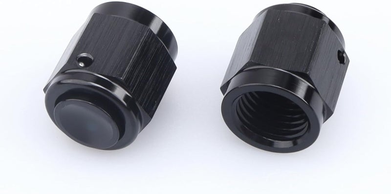 AC PERFORMANCE -4 AN Female Flare Cap Port Plug Block Fitting Adapter Aluminum Black, Pack of 2 - Image 1