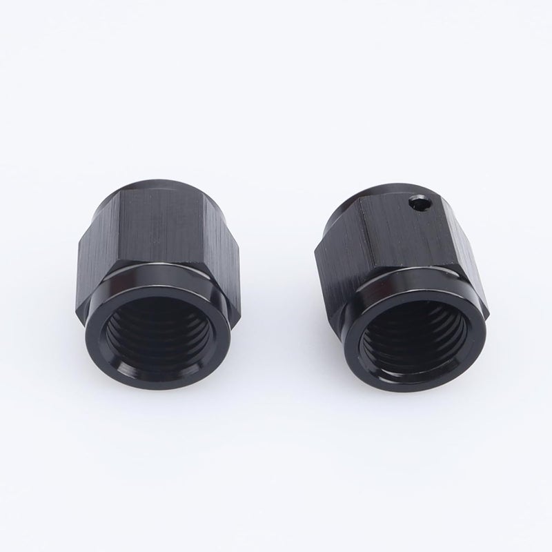 AC PERFORMANCE -4 AN Female Flare Cap Port Plug Block Fitting Adapter Aluminum Black, Pack of 2 - Image 4