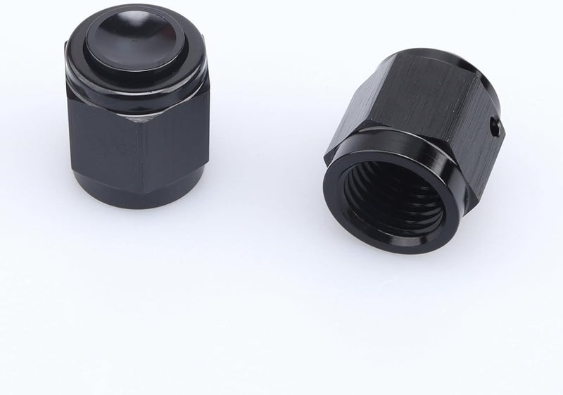 AC PERFORMANCE -4 AN Female Flare Cap Port Plug Block Fitting Adapter Aluminum Black, Pack of 2 - Image 3