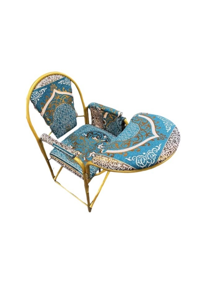 ريبنيو كرسي صلاة مريح للجلوس لفترات طويلة وتلاوة القرآن الكريم مع حقيبة جانبية خفيفة الوزن مناسبة لكبار السن  بشكل جميلة مزين للمساجد وغرف الاستضافة (أزرق) - Image 1