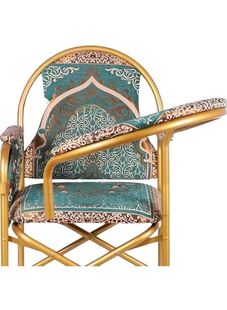 ريبنيو كرسي صلاة مريح للجلوس لفترات طويلة وتلاوة القرآن الكريم مع حقيبة جانبية خفيفة الوزن مناسبة لكبار السن  بشكل جميلة مزين للمساجد وغرف الاستضافة (أزرق) - Image 2