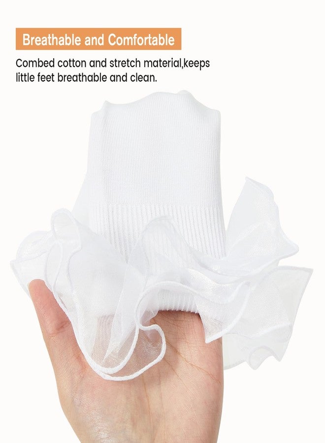 Komorebi Big Ruffle Ankle Socks Women-Lace Frilly Cute Socks-Soft Cotton Girls Sock White,3 Pack One Size - Image 3