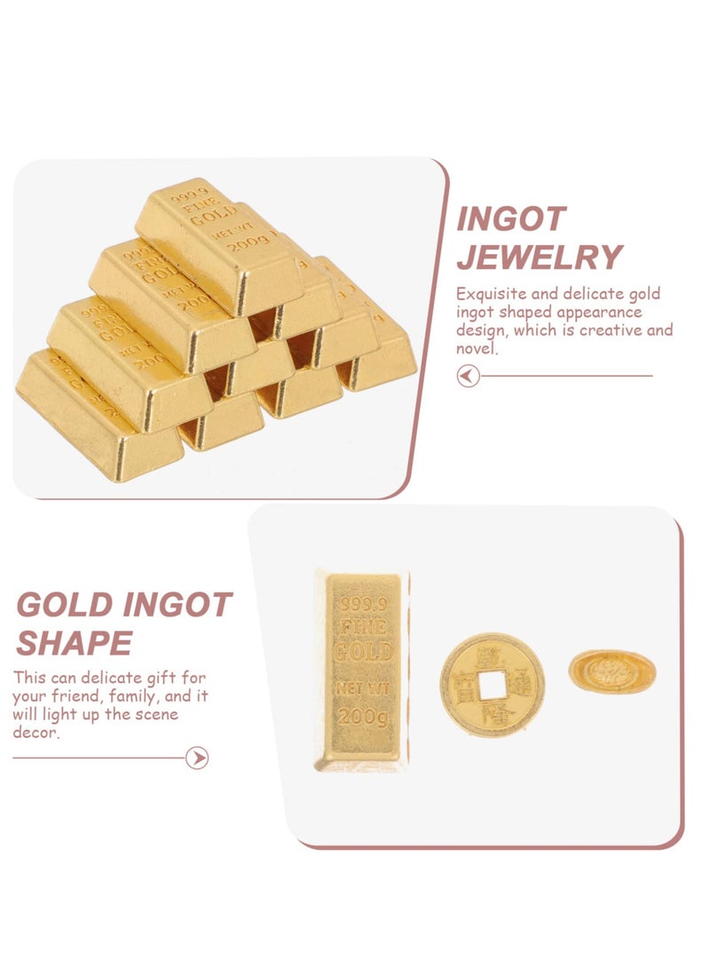 SOLARAE سبائك ذهبية مصغرة، عملات نحاسية، عملة الحظ الصينية فنج شوي ثروة حظ يوان باو دمية منزلية للعب التظاهر زينة، 1 مجموعة من 60 قطعة - Image 4