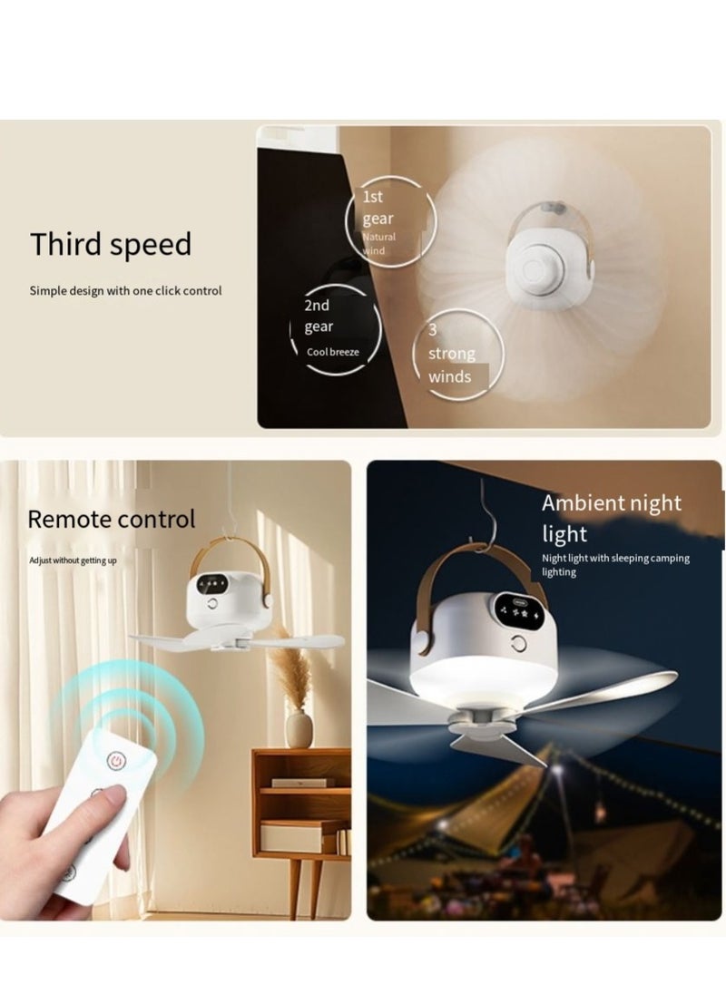 Generic - Mini Multi-Purpose Remote Control Fan, Equipped With Telescopic Support Second Variable Table Fan, Ultra-long Life 7200MAH Battery Capacity, Adjustable Timing, 4 Speed, Camping Fan (White) - Image 1