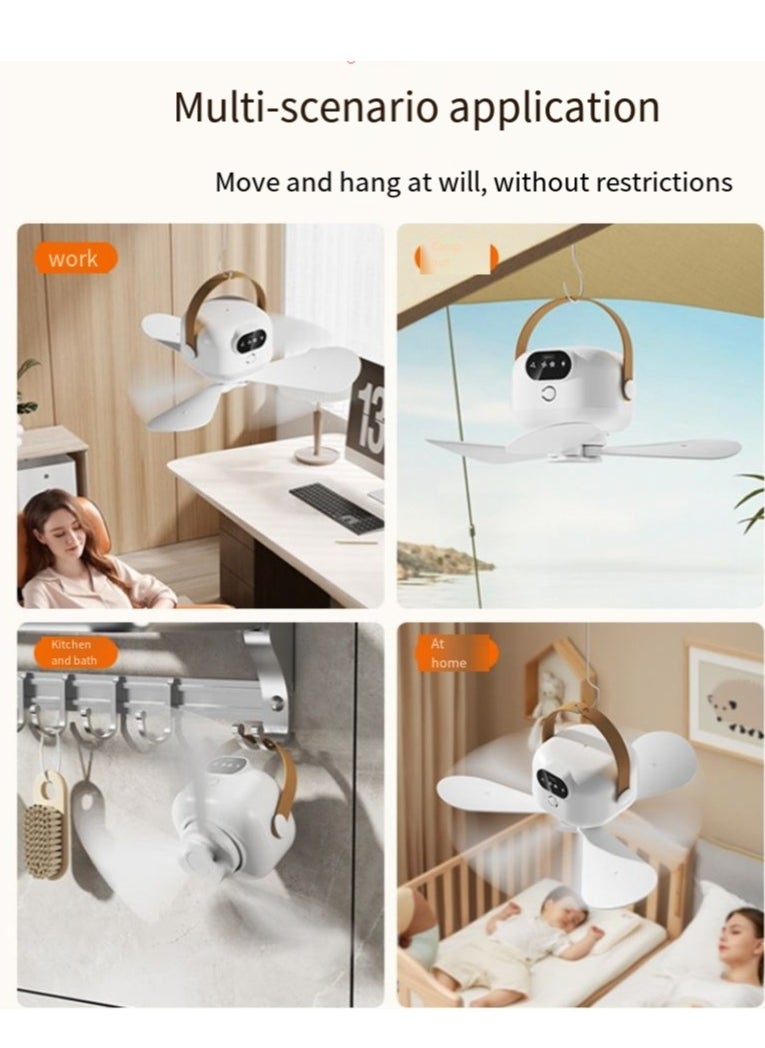 Generic - Mini Multi-Purpose Remote Control Fan, Equipped With Telescopic Support Second Variable Table Fan, Ultra-long Life 7200MAH Battery Capacity, Adjustable Timing, 4 Speed, Camping Fan (White) - Image 1