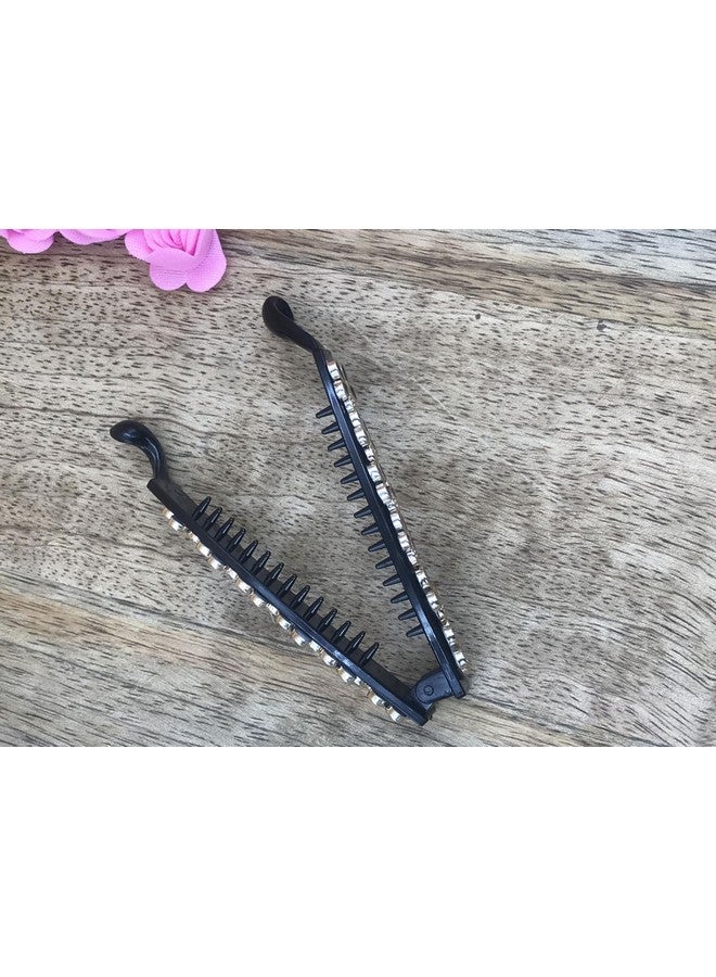 Arooman™ Bridal Hair Clutchs/Claws, Hair Clutcher For Women, Girls Pack-01, Color-Black - Image 4