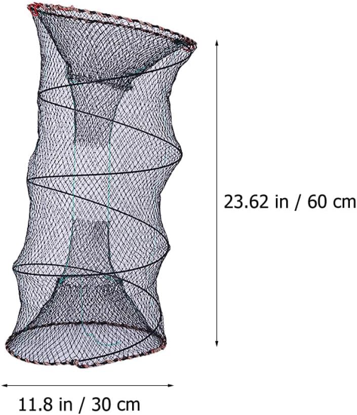 Shrimp and Crab Trap Net, Foldable Fishing Bait Cage, 30cm Diameter X 60cm Length, Sturdy Mesh Lobster and Minnow Catching Net for Outdoor Fishing - Image 2