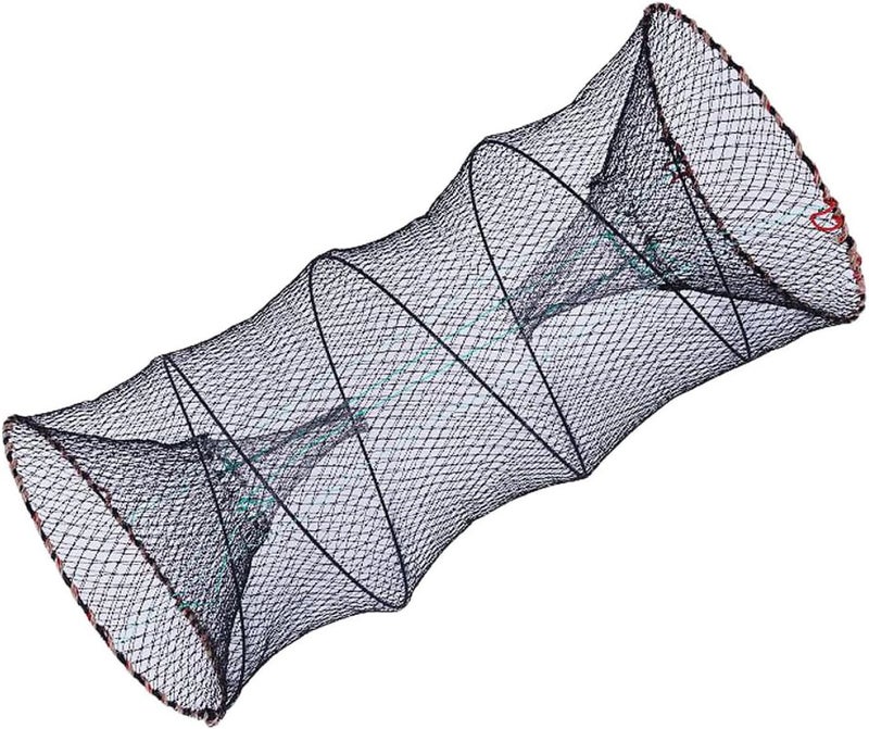 Shrimp and Crab Trap Net, Foldable Fishing Bait Cage, 30cm Diameter X 60cm Length, Sturdy Mesh Lobster and Minnow Catching Net for Outdoor Fishing - Image 1