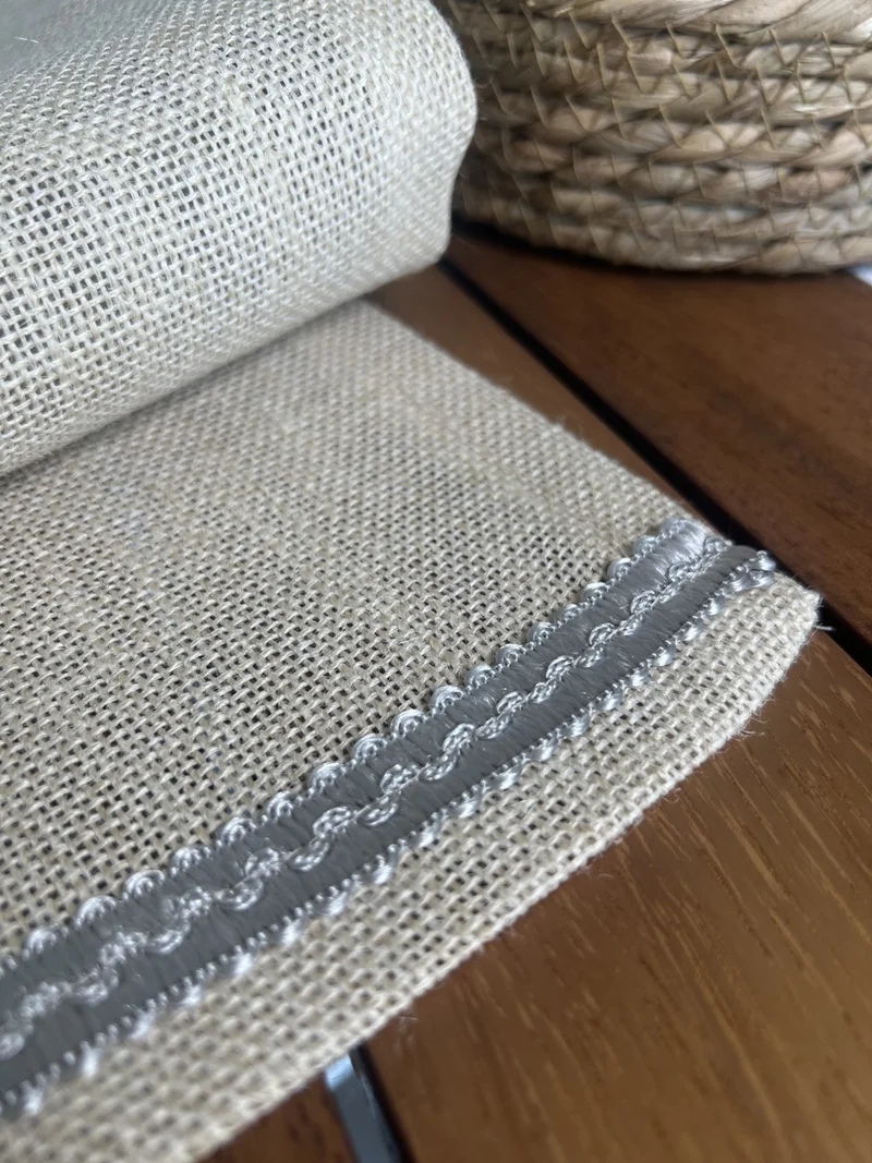 Desenİzmir PatternIzmir Placemat Jute Wicker Red Striped Runner