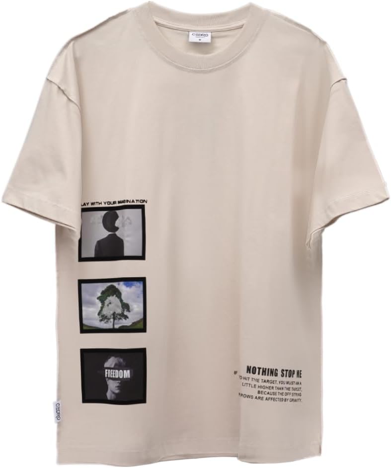 CEDRO تي شيرت سيديو للرجال بتصميم جرافيكي كبير مع طبعات ملهمة - Image 1