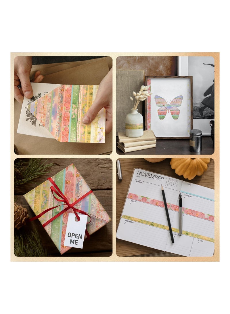 Y&D 20 Rolls Vintage Washi Tape Set 0.2 0.4 0.6 0.8 1 in Wide Flowers Decorative Adhesive Tapes for Journaling Scrapbooking Supplies Bullet Journals Junk Journal DIY Crafts  - Image 3