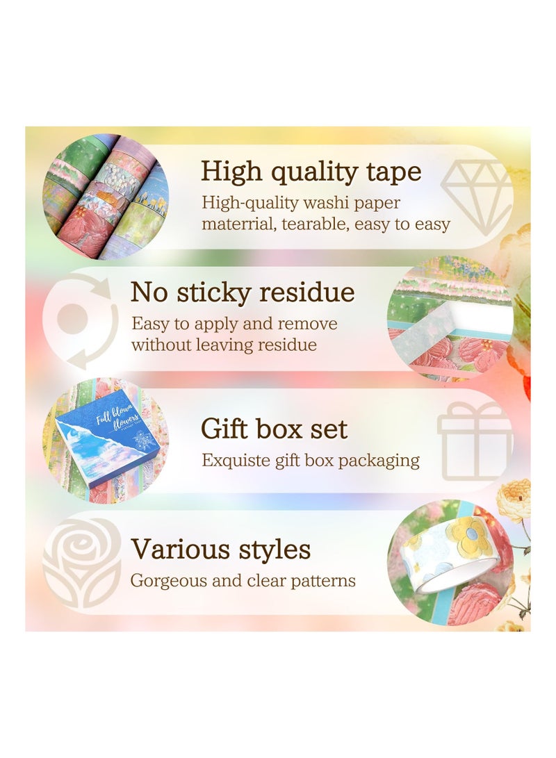 Y&D 20 Rolls Vintage Washi Tape Set 0.2 0.4 0.6 0.8 1 in Wide Flowers Decorative Adhesive Tapes for Journaling Scrapbooking Supplies Bullet Journals Junk Journal DIY Crafts  - Image 4
