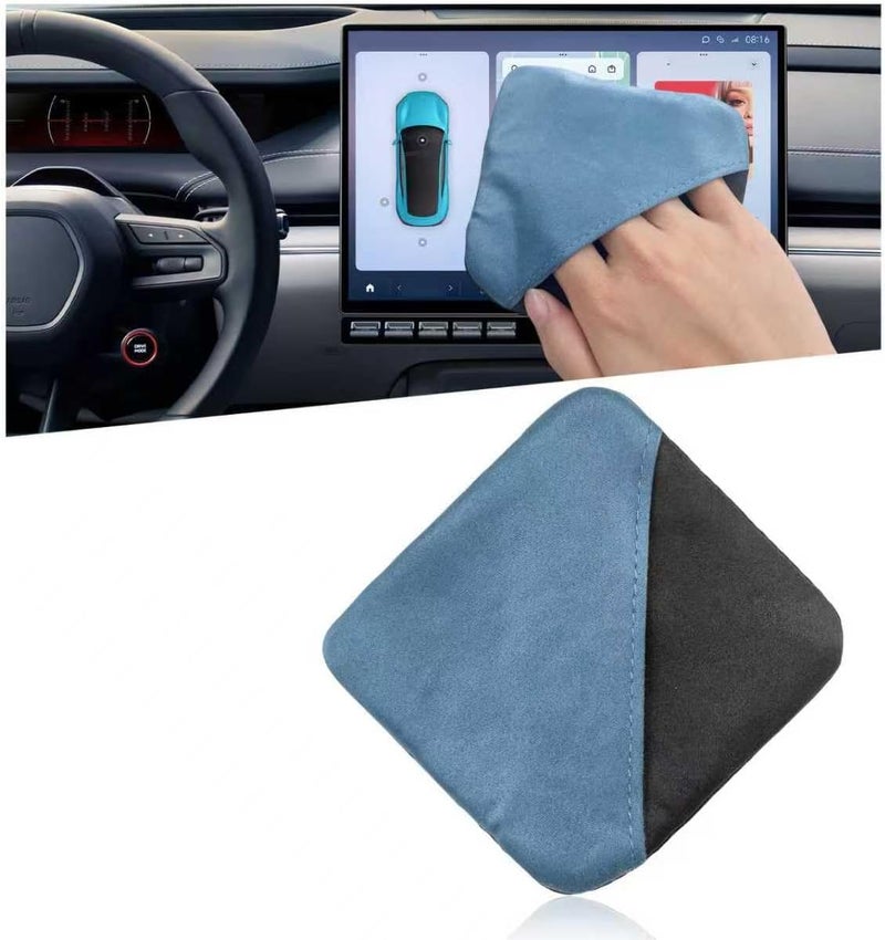 MUQIDA Car Screen Cleaner, Square Microfiber Cloth Non-Scratch Auto Touchscreen Cleaning Wipes, Foldable Touch Screen Pad Universal Cleaning Tool for Vehicle Dashboard Display (Blue & Gray) - Image 1