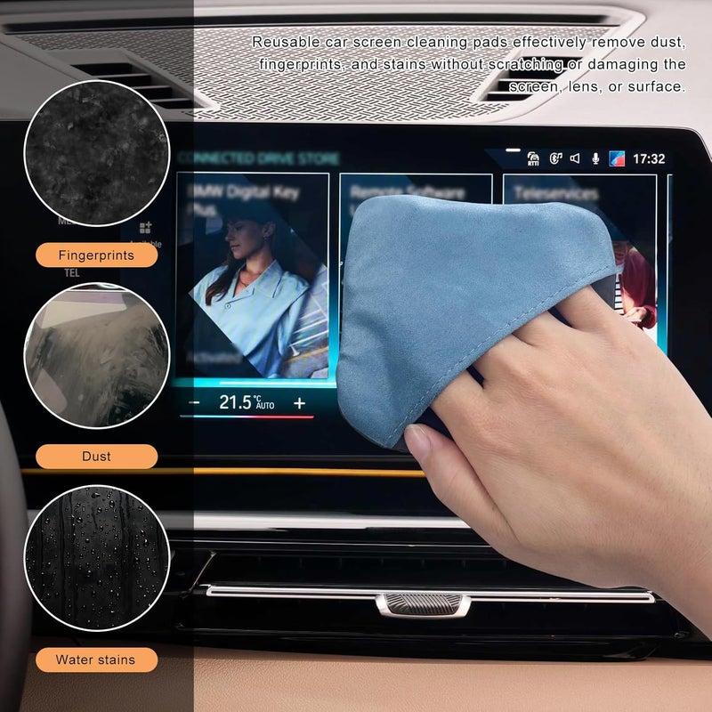 MUQIDA Car Screen Cleaner, Square Microfiber Cloth Non-Scratch Auto Touchscreen Cleaning Wipes, Foldable Touch Screen Pad Universal Cleaning Tool for Vehicle Dashboard Display (Blue & Gray) - Image 4