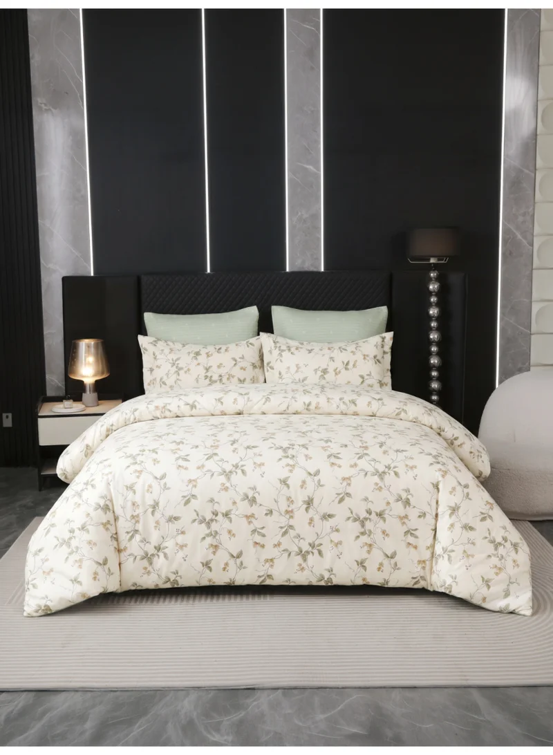 Donetella Printed Duvet Set, King Size Fits 200x200 cm - 6-Pcs Bed Set, Brushed Microfiber Fabric - 1 Duvet Cover, 1 Fitted Sheet, 2 Pillow Shams, 2 Pillowcases (Filler Not Included)