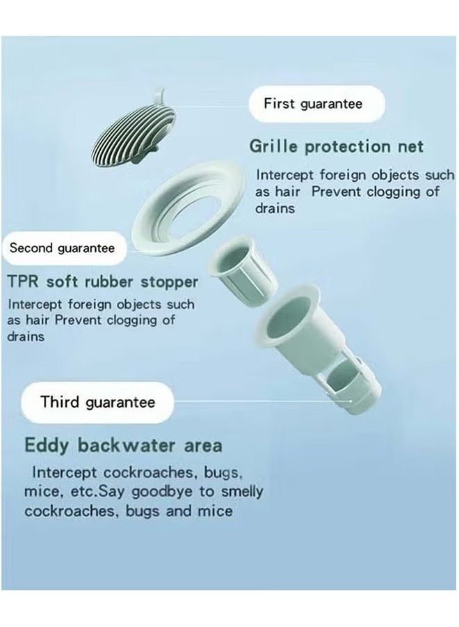 4PCS مزيل الروائح الأرضية مانع التسرب TPR السدادات اللينة التصريف أحادي الاتجاه تصميم الملابس ومقاومة التآكل ومانع الانسداد الحمام فلتر المطبخ، للحمام في الطابق تسرب المياه - Image 2