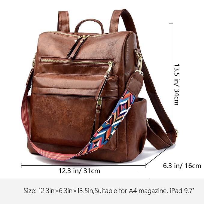 CRAFTIFY Backpack for women | Women's Fashion Backpack Purses Multipurpose Design Handbags and Shoulder Bag with sling belt | Handbag | College | Girls | Office | Printed | Gifts | women backpack bags (Cofee) - Image 2