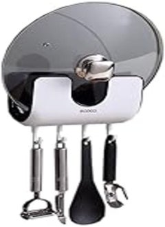ecoco J&J90 - ECOCO Modern Pot Lid Organizer/Pot Lid Holder - 2-in-1 - Cutting Board Rack and – Flexible Spoon/Ladle Hanger Mounted on Wall – Easy to Install – Strong Holder 