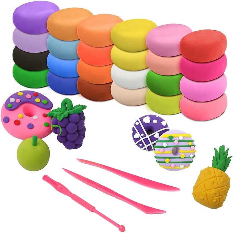 LINJIE Air Dry Clay,24 Colors Plasticine,DIY Plasticine For Children With 3 Sculpting Tools, ,DIY Molding Clay Gift For Boys And Girls - Image 1