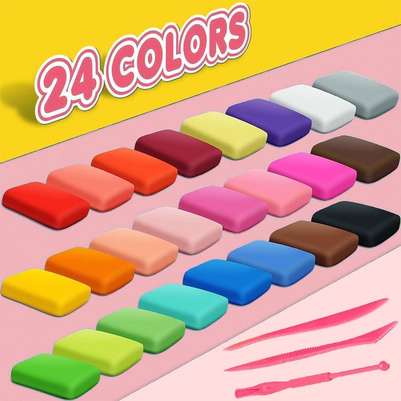 LINJIE Air Dry Clay,24 Colors Plasticine,DIY Plasticine For Children With 3 Sculpting Tools, ,DIY Molding Clay Gift For Boys And Girls - Image 2