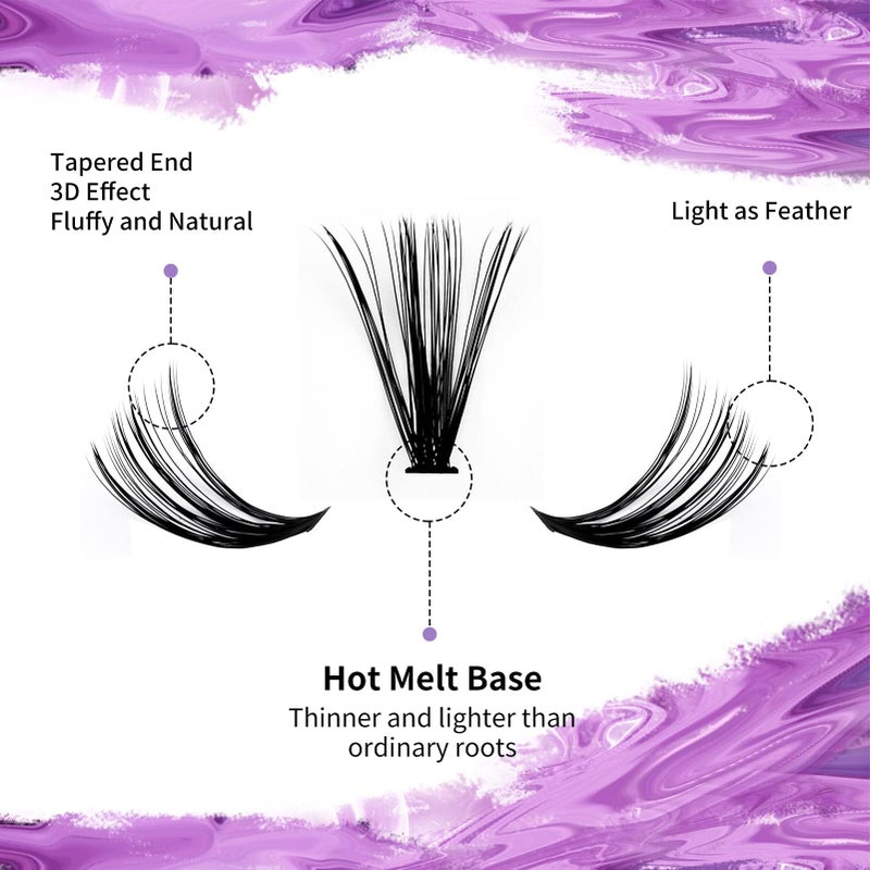WENDY LASHES Lash Clusters Kit for DIY Eyelash: 280Pcs, Wendy, Using at Home, Ultra-light, Natural, Fluffy, Wispy, Waterproof, Anime, Manga, Cat Eye, D Curl, 12-16mm, 30D+40D, RR126 - Image 2