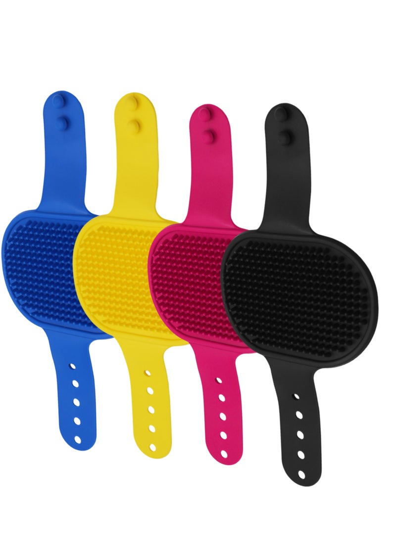 Silicone Pet Bath Brush Blue+Yellow+Red+Black 4 Pack - Image 1