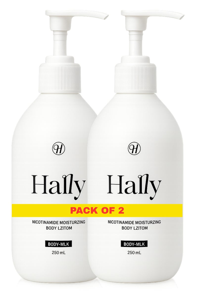 HALLY Pack of 2 Hally Body Milk 250ml Each Nicotinamide Moisturizing Body Lotion Skin Whitening Nourishing Hydrating For Dry Skin Women and Men - Image 1