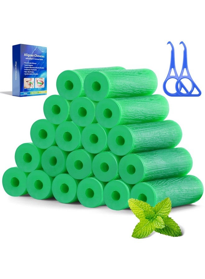 melonsun Aligner Chewies for Invisalign Aligners - Mint Scented (20Pcs Chewies) and 2 Aligner Removal Tools - Image 1