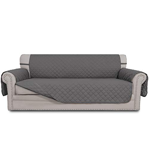 Easy-Going EasyGoing Reversible Oversized Couch Cover for 3 Cushion Couch Sofa Cover for Dogs Water Resistant Furniture Protector Cover with Foam Sticks for Pet Cat Oversized Sofa GrayGray 