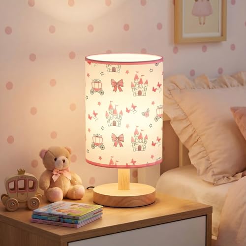 Glooglitter Pink Bow Table Lamp 3 Colors Dimmable Lights Princess Room Bedroom Decor 1102 x 512 Inch Pink Castle Bow Night Light Bedside Bedroom Lamps Decoration for Desk Birthday Gifts - Image 1