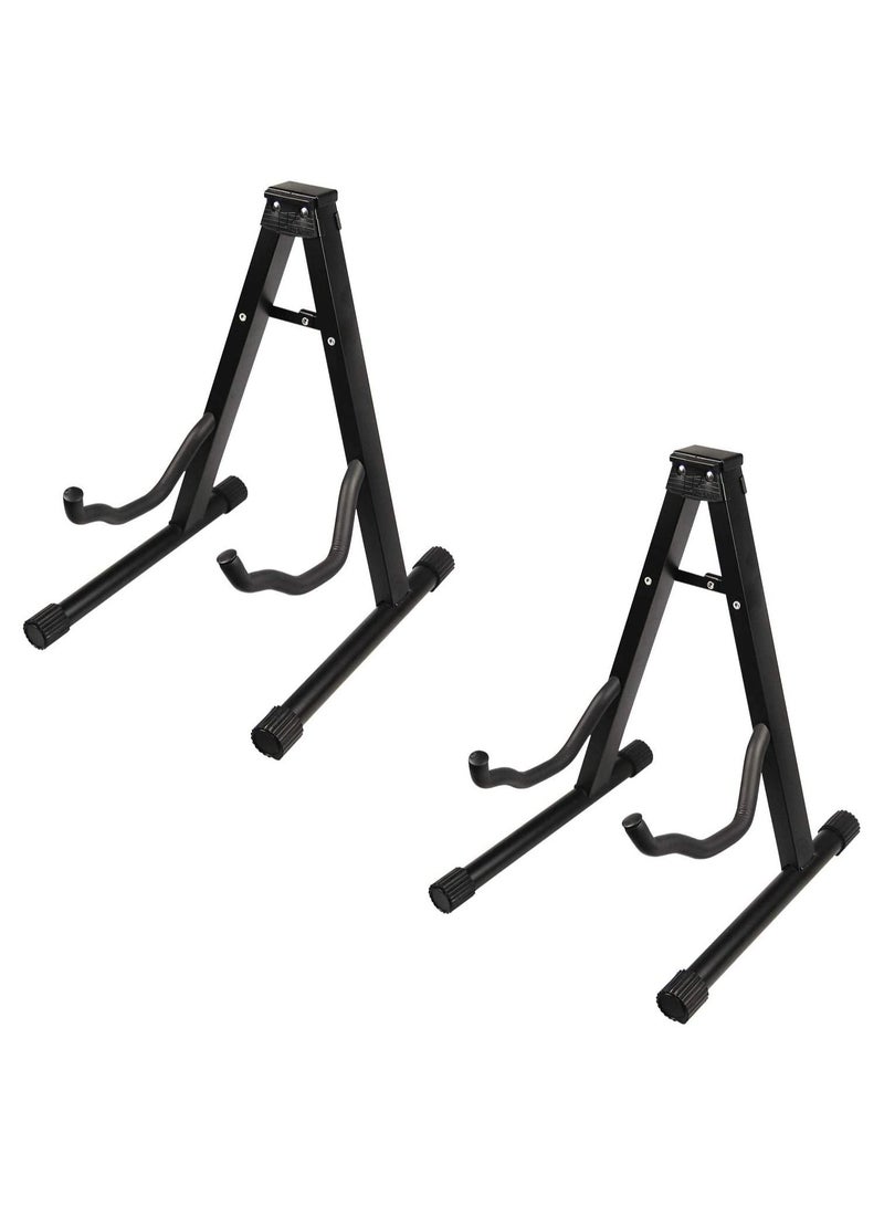 Megarya 2 Pcs Guitar Stand Folding Universal A-Frame Stand for All Guitars Acoustic Classic Electric Bass Travel Guitar Stand, Black - Image 1