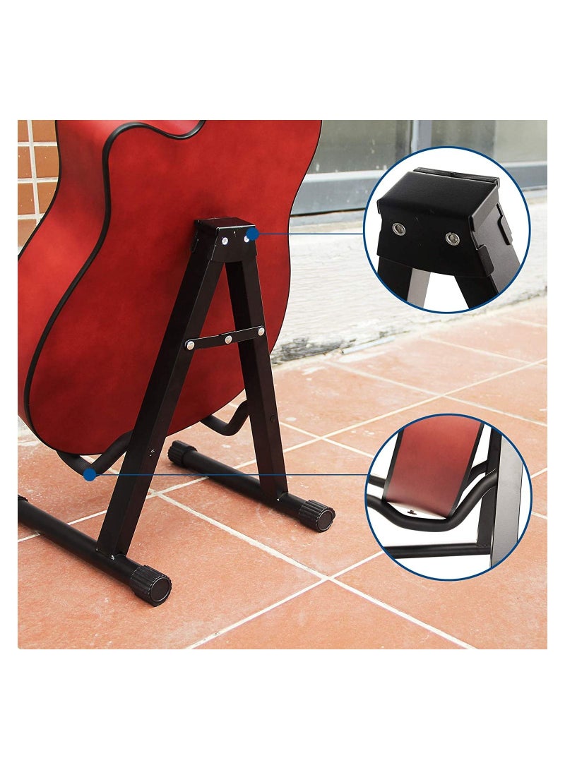 Megarya 2 Pcs Guitar Stand Folding Universal A-Frame Stand for All Guitars Acoustic Classic Electric Bass Travel Guitar Stand, Black - Image 4
