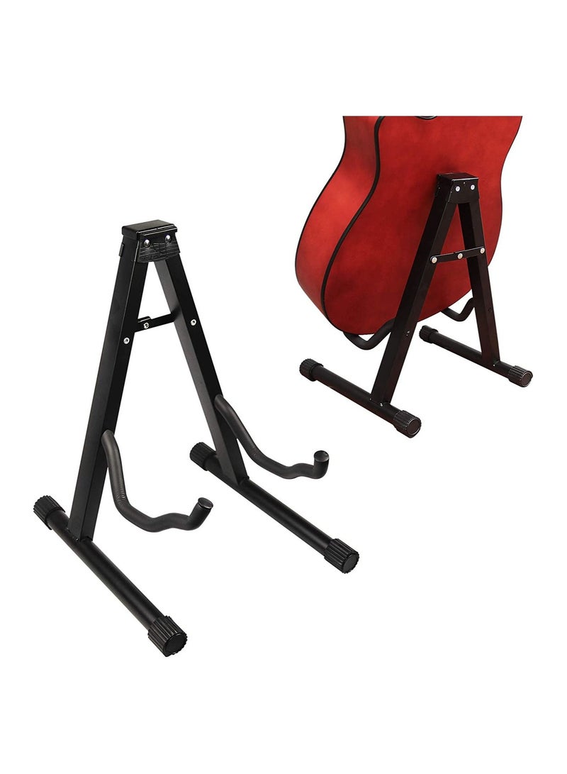 Megarya 2 Pcs Guitar Stand Folding Universal A-Frame Stand for All Guitars Acoustic Classic Electric Bass Travel Guitar Stand, Black - Image 5