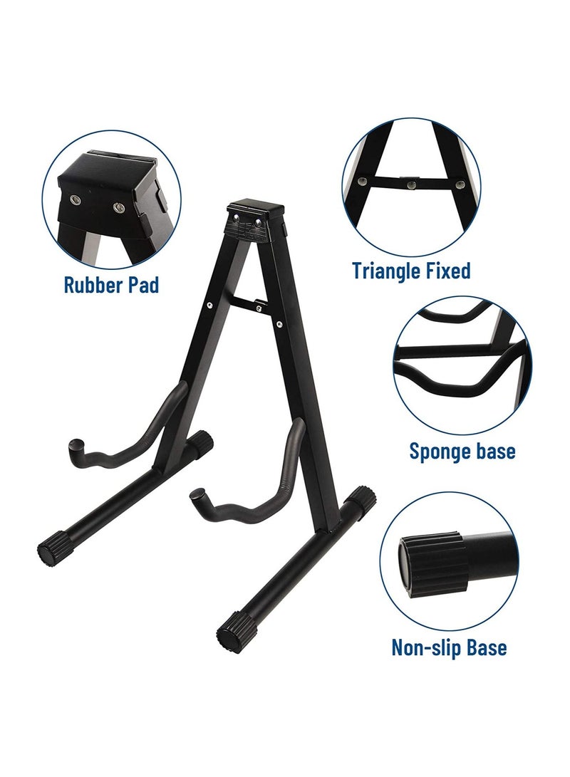 Megarya 2 Pcs Guitar Stand Folding Universal A-Frame Stand for All Guitars Acoustic Classic Electric Bass Travel Guitar Stand, Black - Image 3