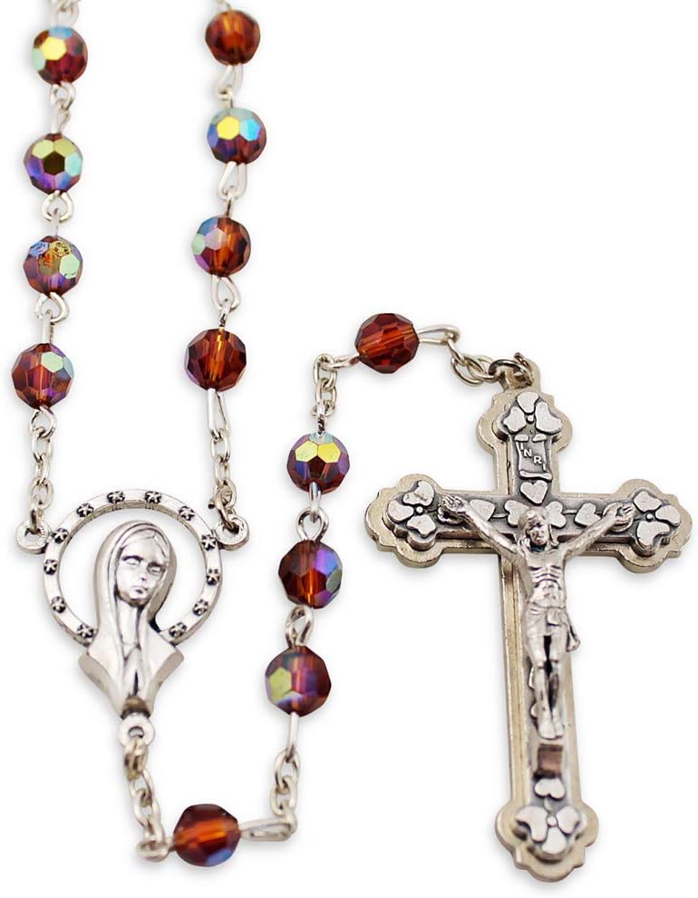 RosaryMart Rosary Catholic for Women Amber Color Multifaceted Crystal Beads - Image 2