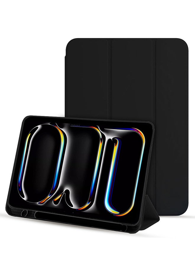 CATANES [for iPad Air 11 inch (2024)] Case Flip Case With Pen Slot Shockproof Cover Shock Absorbing Foldable Protective Cover Black - Image 1