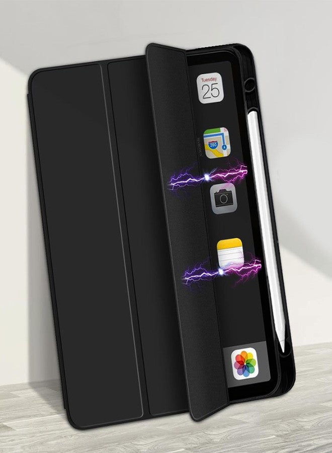 CATANES [for iPad Air 11 inch (2024)] Case Flip Case With Pen Slot Shockproof Cover Shock Absorbing Foldable Protective Cover Black - Image 2