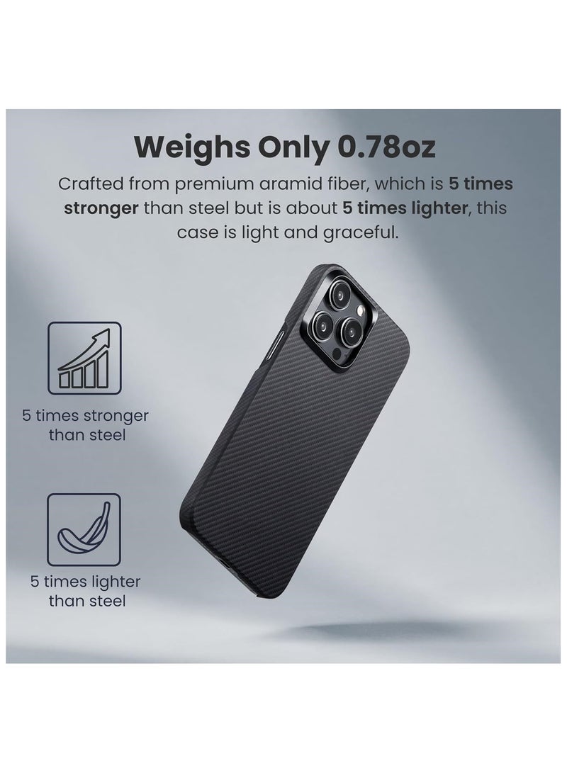 Case for iPhone 14 Pro Max with MagSafe, Slim & Light Minimalist Style Protective Cover, 600D Aramid Fiber Made, Carbon Fiber Texture, Black/Grey - Image 4