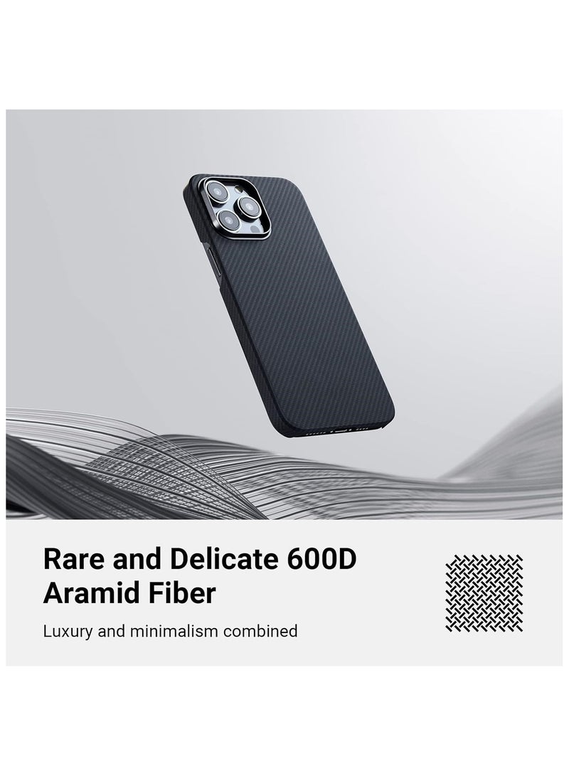 Case for iPhone 14 Pro Max with MagSafe, Slim & Light Minimalist Style Protective Cover, 600D Aramid Fiber Made, Carbon Fiber Texture, Black/Grey - Image 3