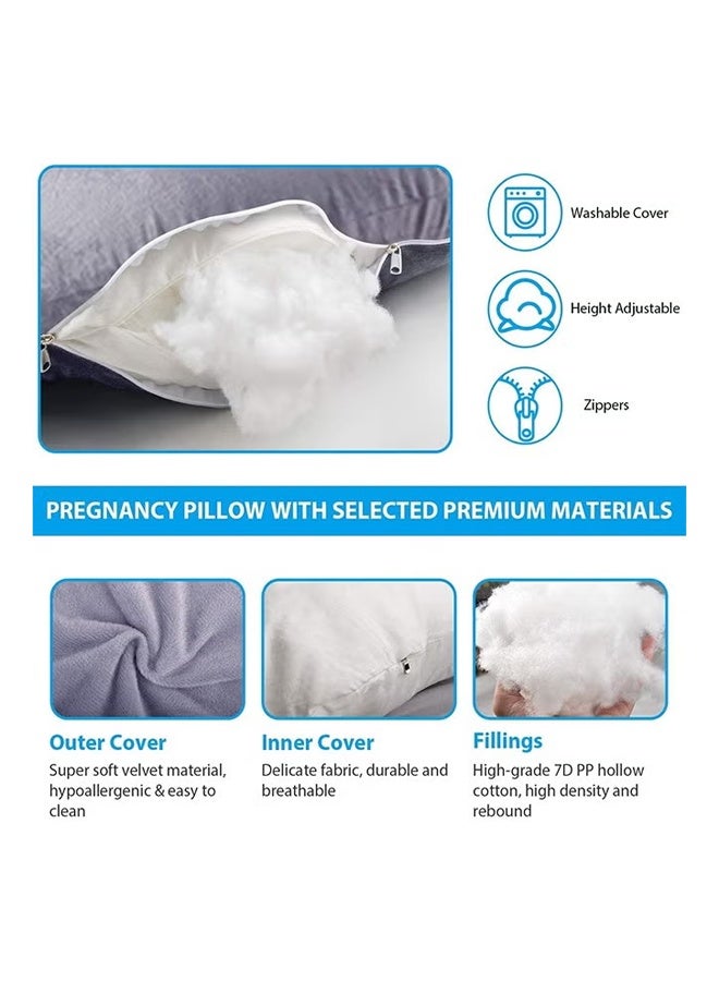 كلناميان وسادة حمل مقسمة 3 في 1 من النوع G لدعم الخصر والبطن أثناء النوم الجانبي، وسادة حمل متعددة الوظائف لدعم البطن والظهر والخصر لكامل الجسم - Image 4